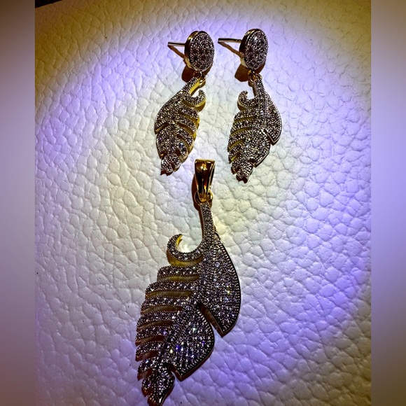 VINTAGE!! Solid Silver & Gold plated and CZ Pendent Set - Picture 6 of 7